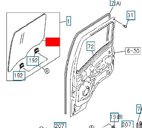 Стекло двери левое ISUZU NQR 75
